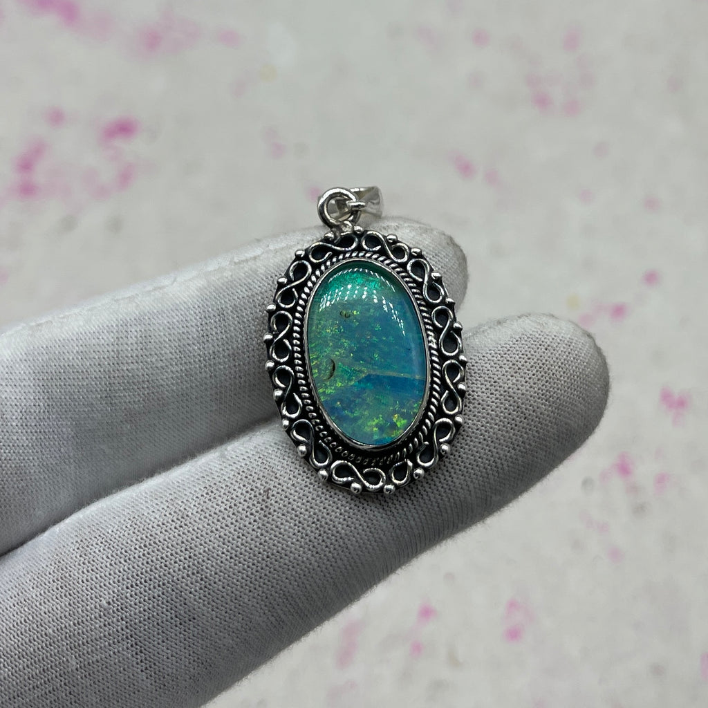 Resin Glass 925 Sterling Silver Pendant – Modern Designer Pendant