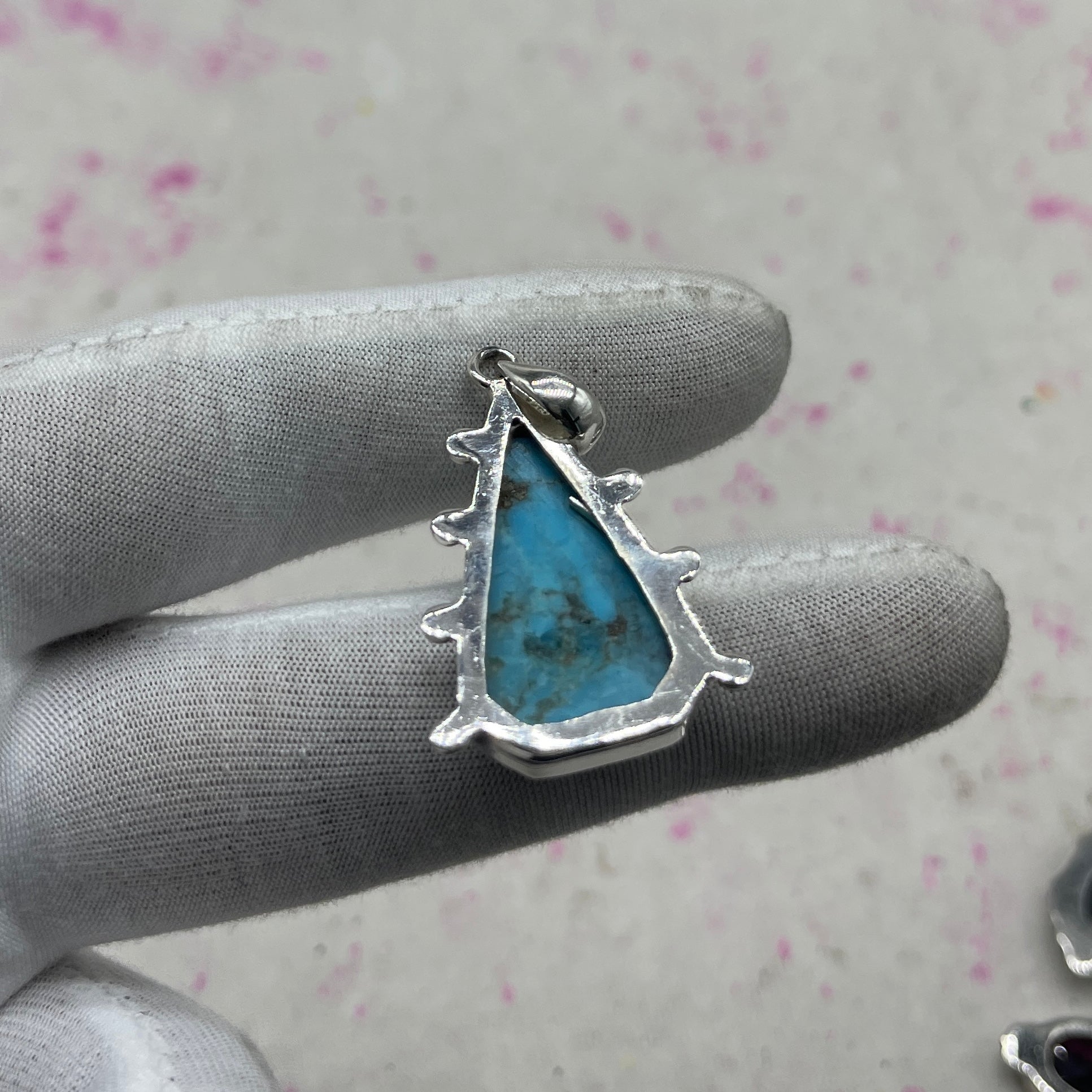 Blue Mohave Turquoise 925 Sterling Silver Pendant – Handmade Festival Jewelry