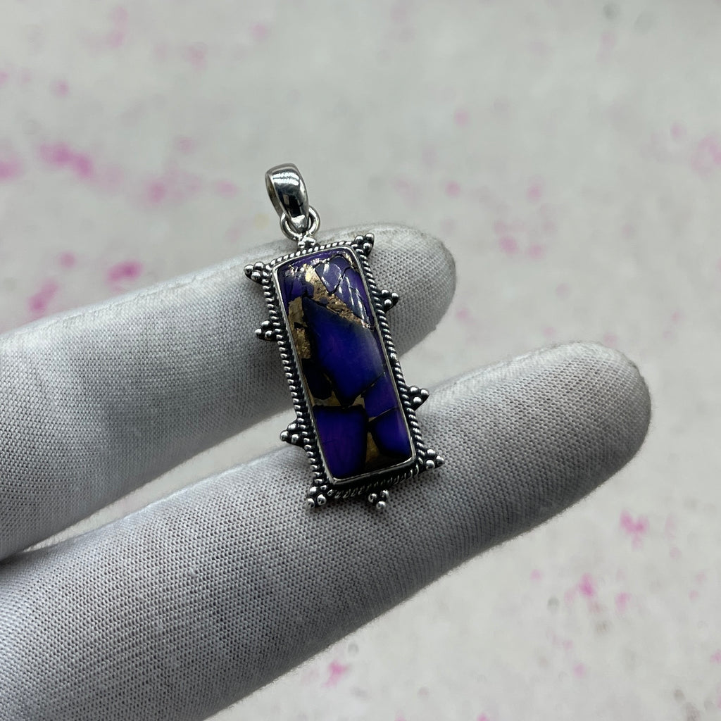 Purple Dahlia Turquoise 925 Sterling Silver Pendant – Designer Silver Pendant