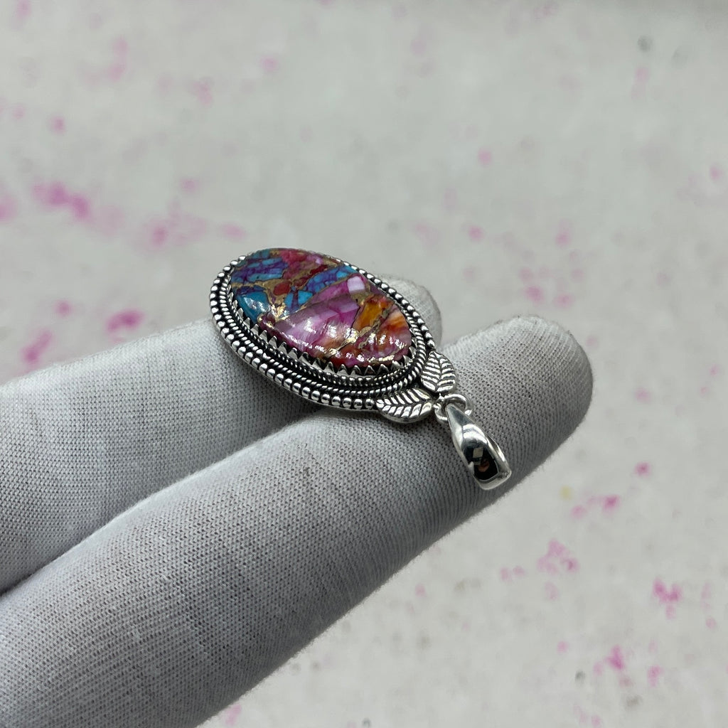 Spiny Oyster Turquoise 925 Sterling Silver Pendant – Handmade Designer Jewelry