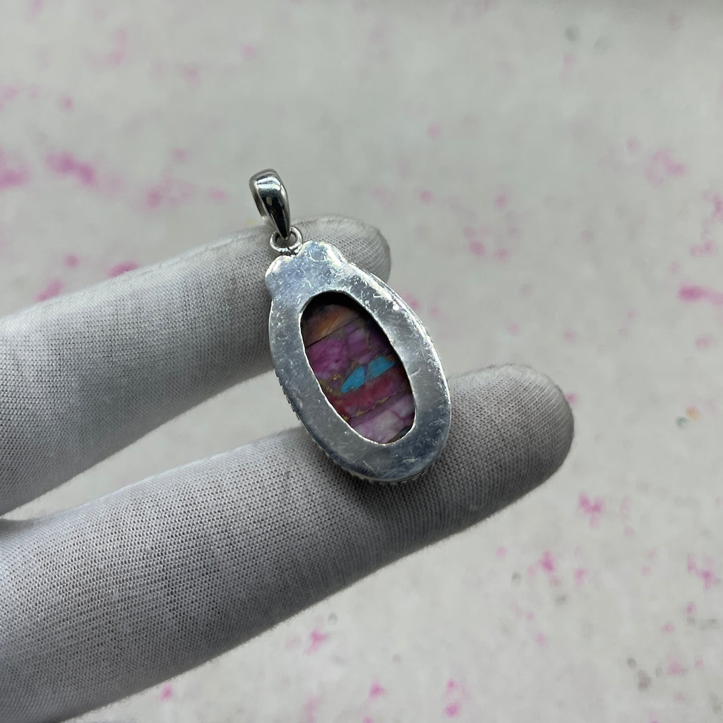 Spiny Oyster Turquoise 925 Sterling Silver Pendant – Handmade Designer Jewelry