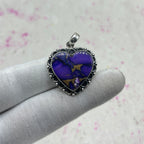 Purple Dahlia Turquoise 925 Sterling Silver Pendant – Handmade Bohemian Jewelry