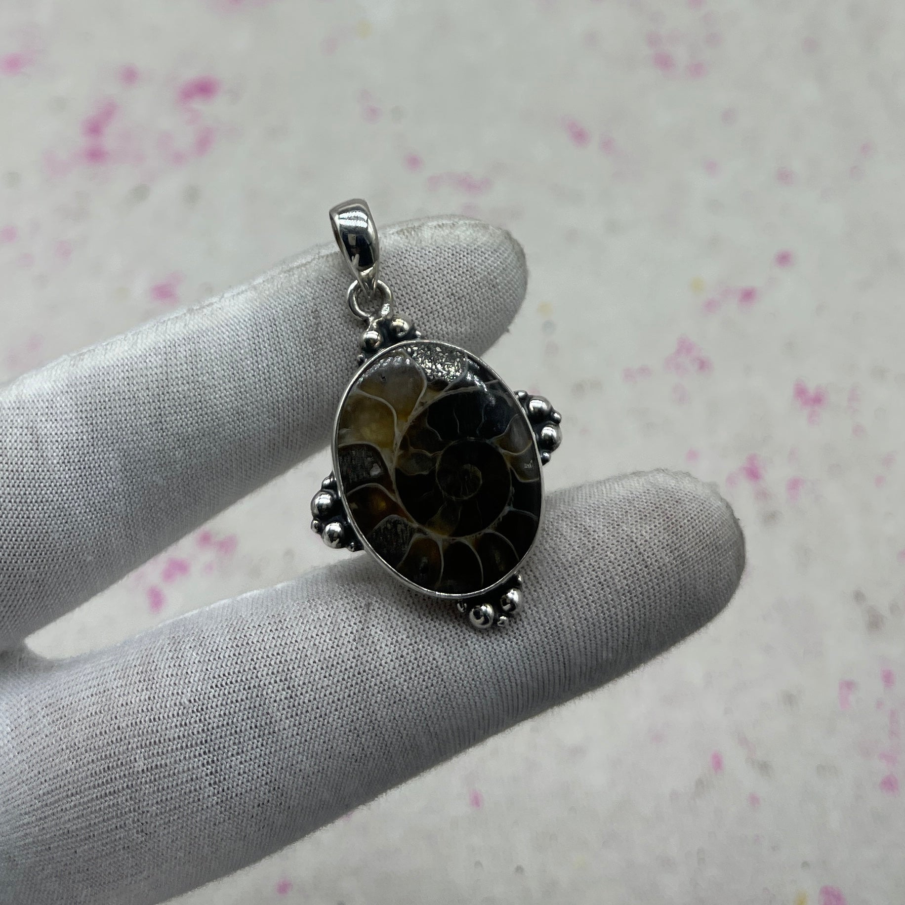 Ammonite Shell 925 Sterling Silver Pendant – Fossil Boho Pendant