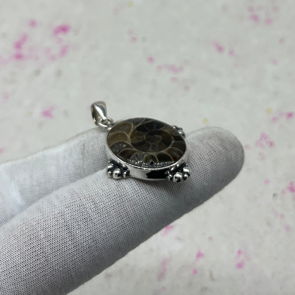 Ammonite Shell 925 Sterling Silver Pendant – Fossil Boho Pendant