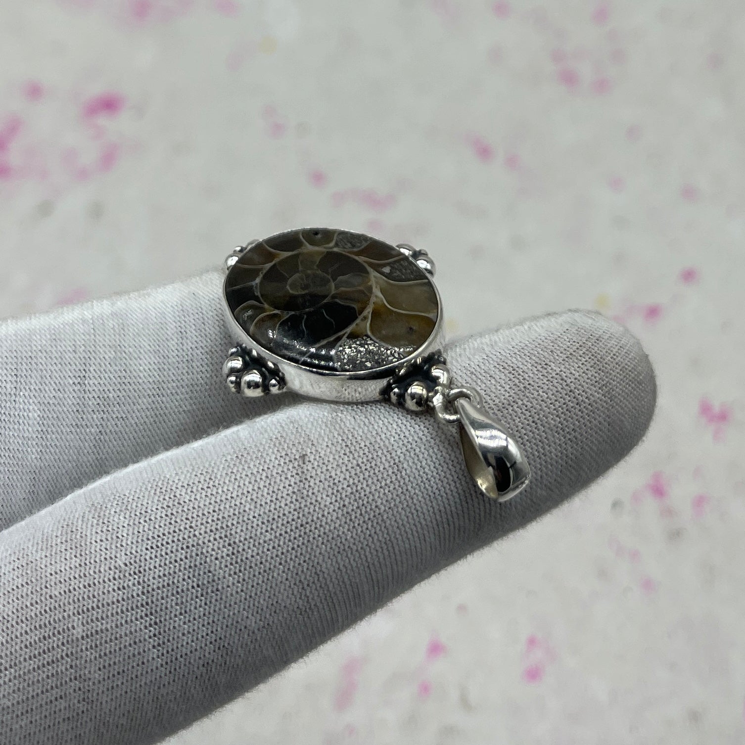 Ammonite Shell 925 Sterling Silver Pendant – Fossil Boho Pendant