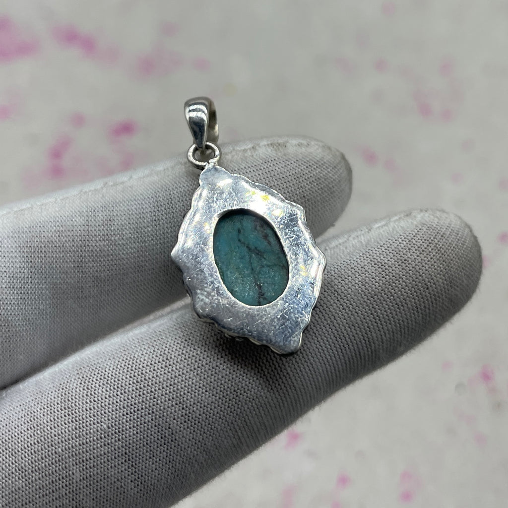 Tibet Turquoise 925 Sterling Silver Pendant – Tribal Handmade Jewelry