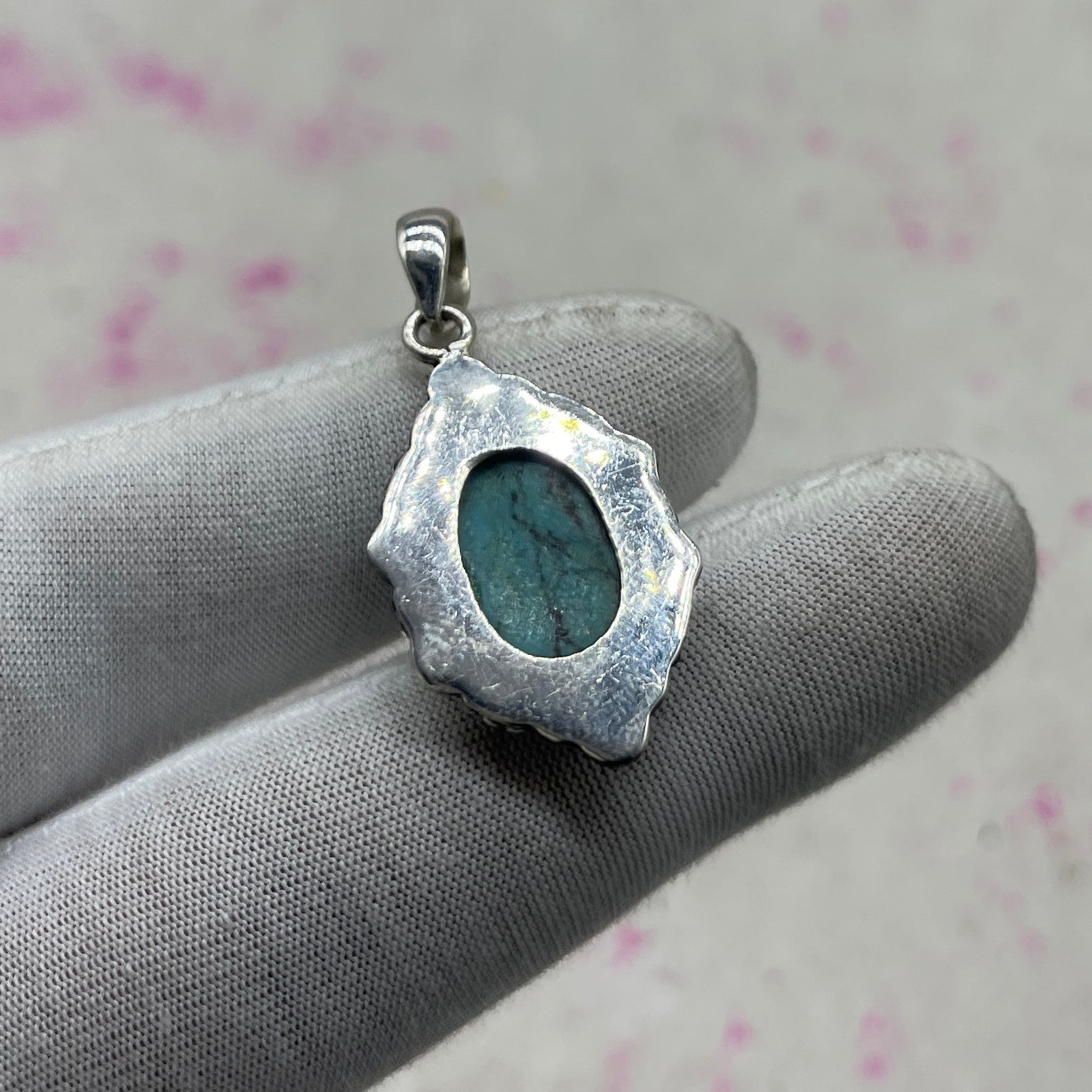 Tibet Turquoise 925 Sterling Silver Pendant – Tribal Handmade Jewelry