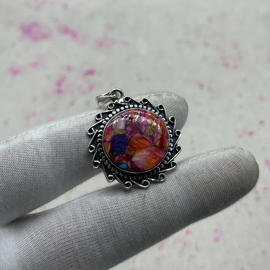 Pink Dahlia 925 Sterling Silver Pendant – Bohemian Festival Jewelry