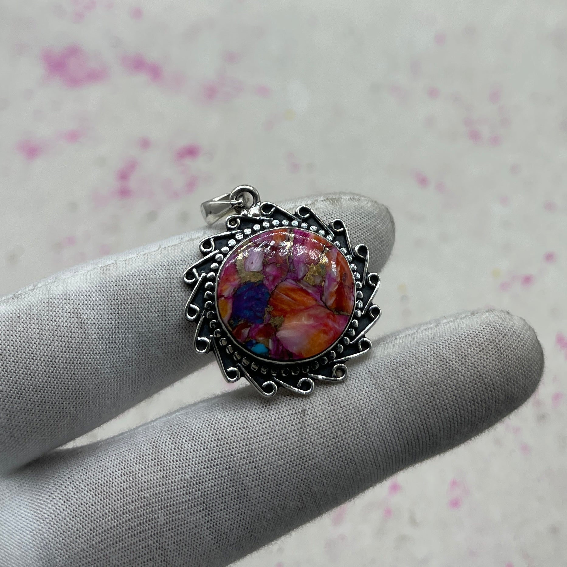 Pink Dahlia 925 Sterling Silver Pendant – Bohemian Festival Jewelry