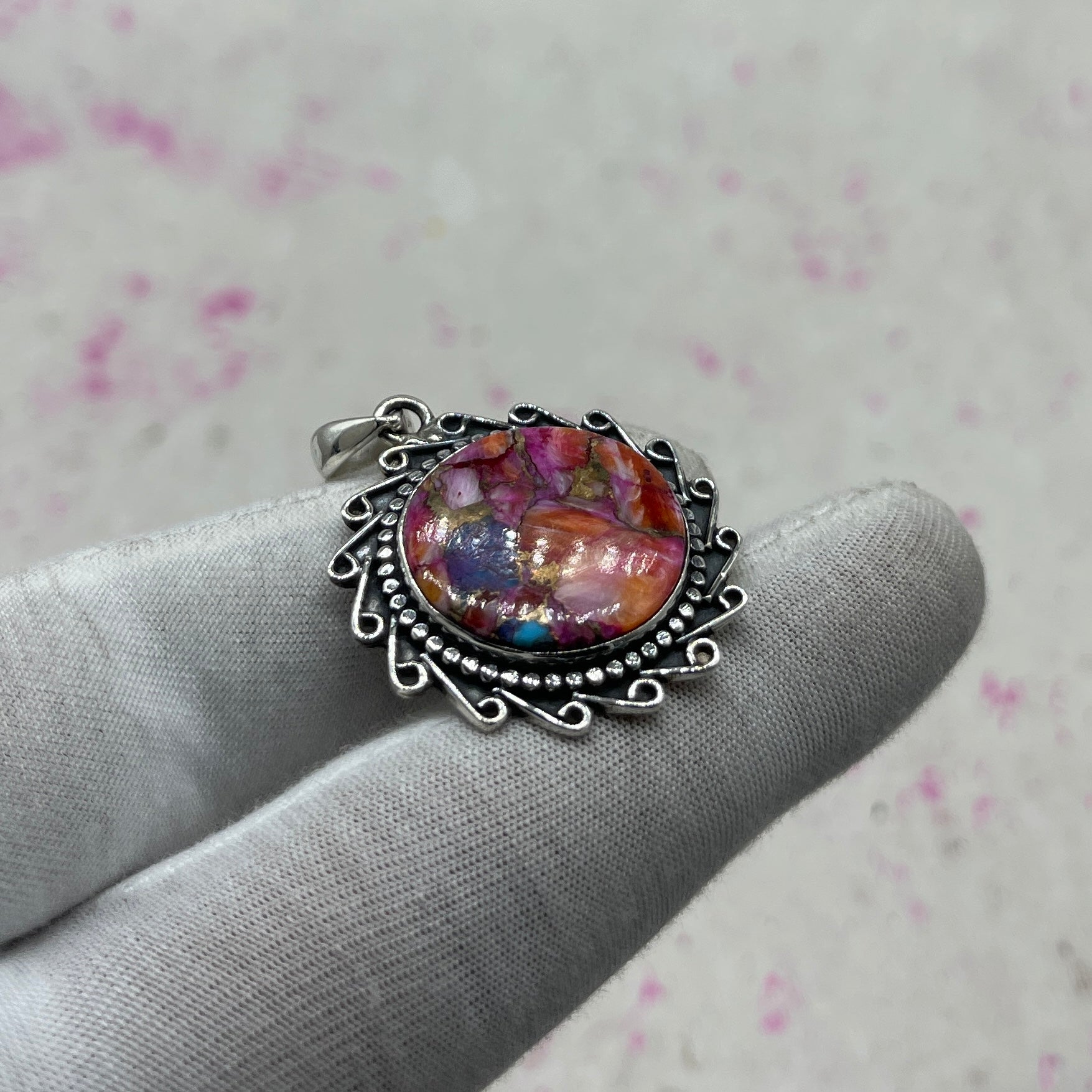 Pink Dahlia 925 Sterling Silver Pendant – Bohemian Festival Jewelry