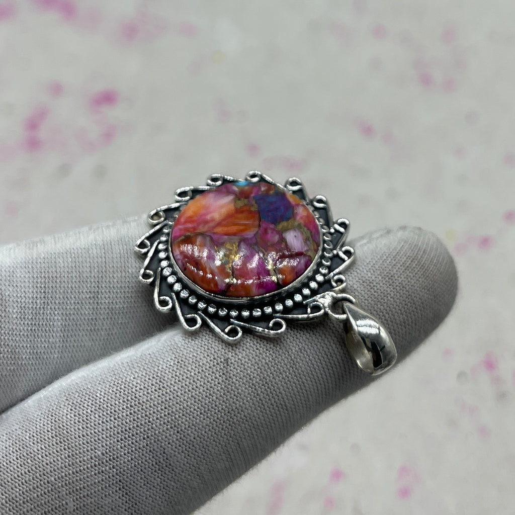 Pink Dahlia 925 Sterling Silver Pendant – Bohemian Festival Jewelry