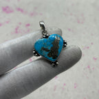 Blue Mohave Turquoise 925 Sterling Silver Pendant – Handmade Silver Jewelry
