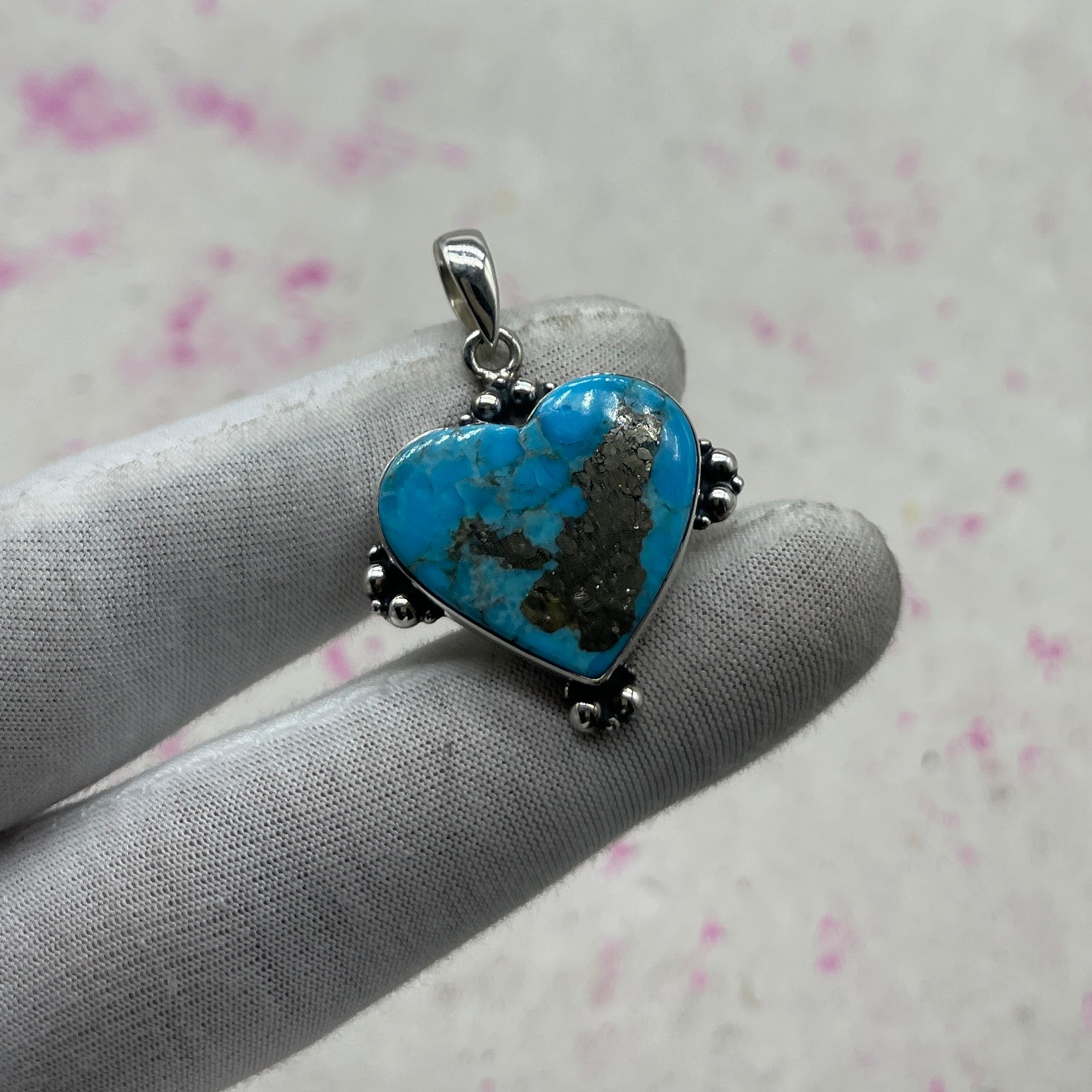 Blue Mohave Turquoise 925 Sterling Silver Pendant – Handmade Silver Jewelry