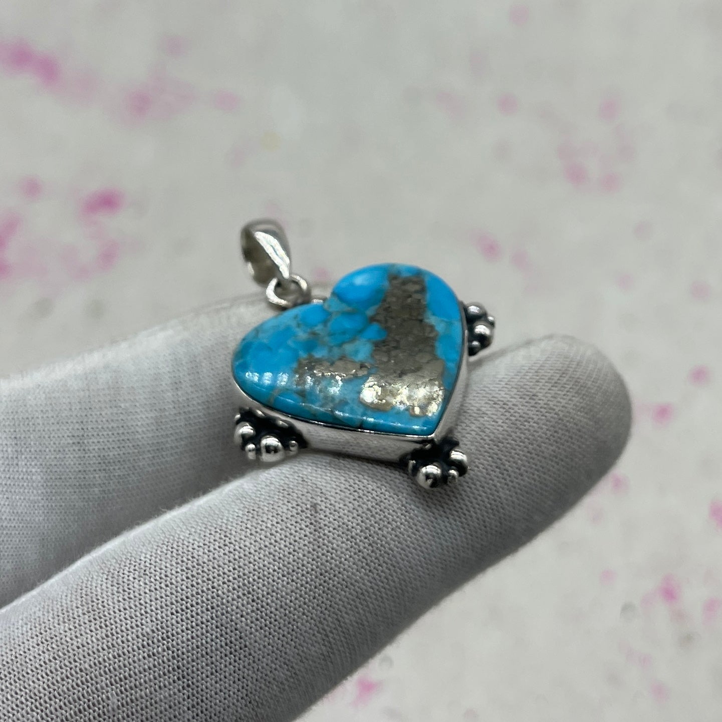 Blue Mohave Turquoise 925 Sterling Silver Pendant – Handmade Silver Jewelry