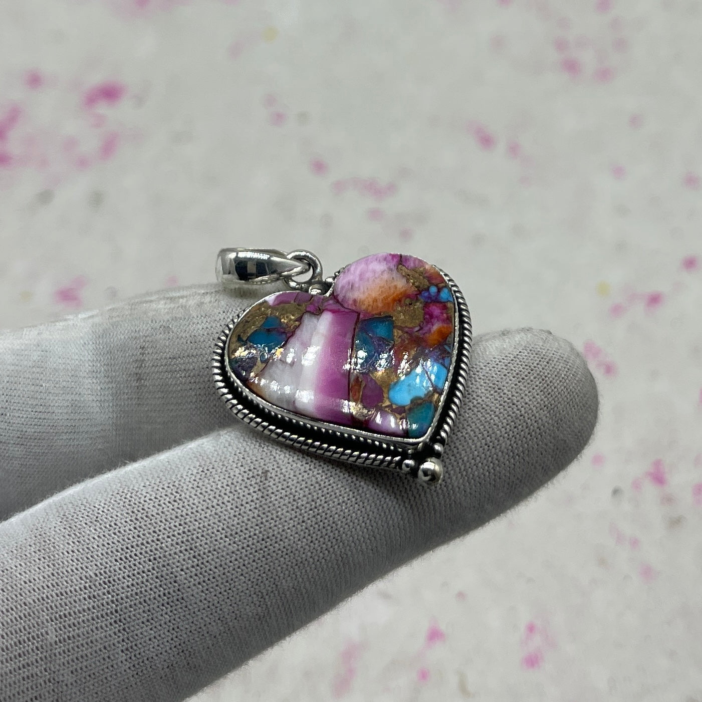 Spiny Oyster Turquoise 925 Sterling Silver Pendant – Handmade Boho Jewelry