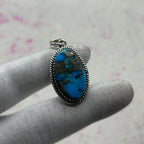 Blue Mohave Turquoise 925 Sterling Silver Pendant – Southwestern Style Pendant