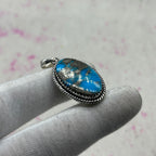 Blue Mohave Turquoise 925 Sterling Silver Pendant – Southwestern Style Pendant