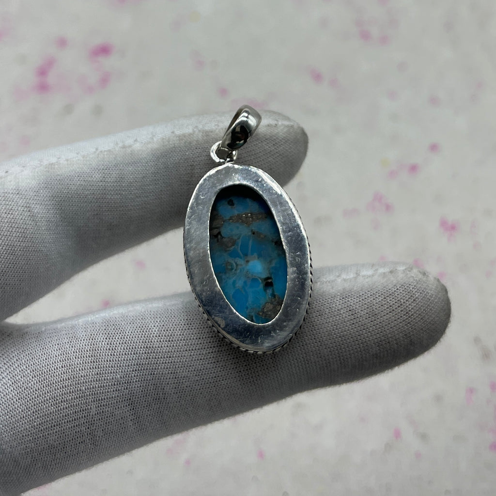 Blue Mohave Turquoise 925 Sterling Silver Pendant – Southwestern Style Pendant