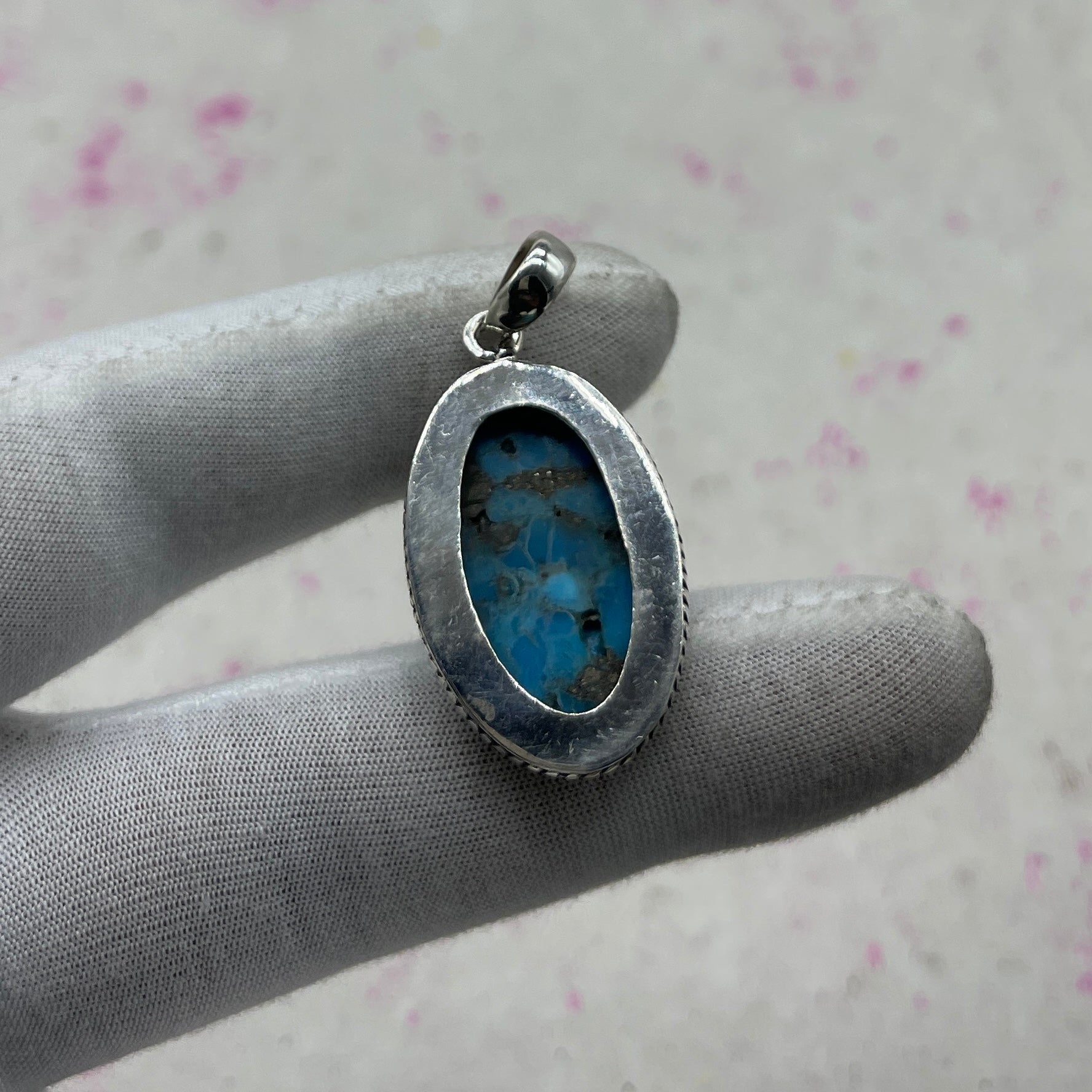 Blue Mohave Turquoise 925 Sterling Silver Pendant – Southwestern Style Pendant