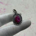 Dyed Ruby 925 Sterling Silver Pendant – Handmade Designer Jewelry