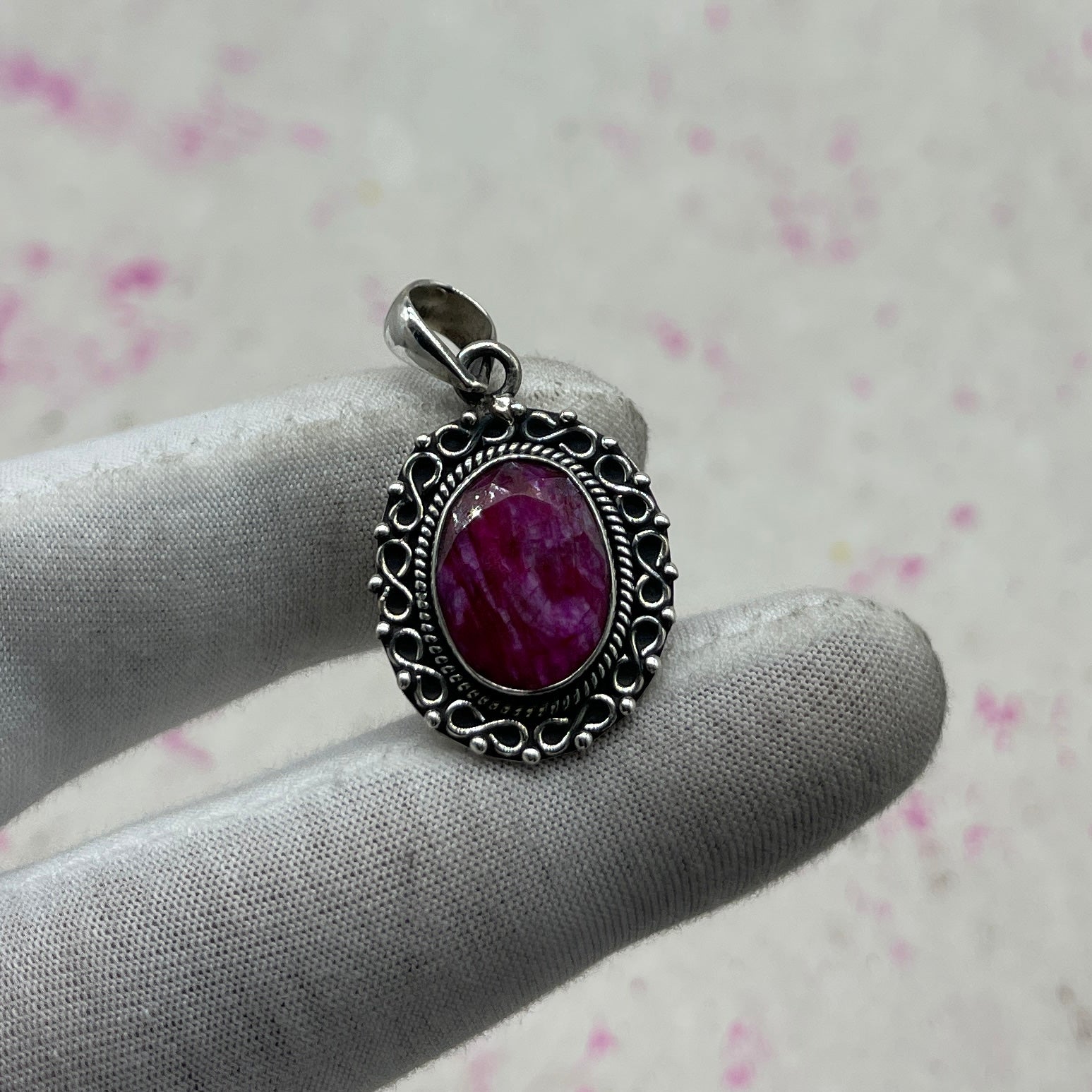 Dyed Ruby 925 Sterling Silver Pendant – Handmade Designer Jewelry