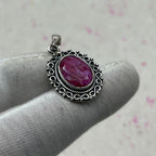 Dyed Ruby 925 Sterling Silver Pendant – Handmade Designer Jewelry