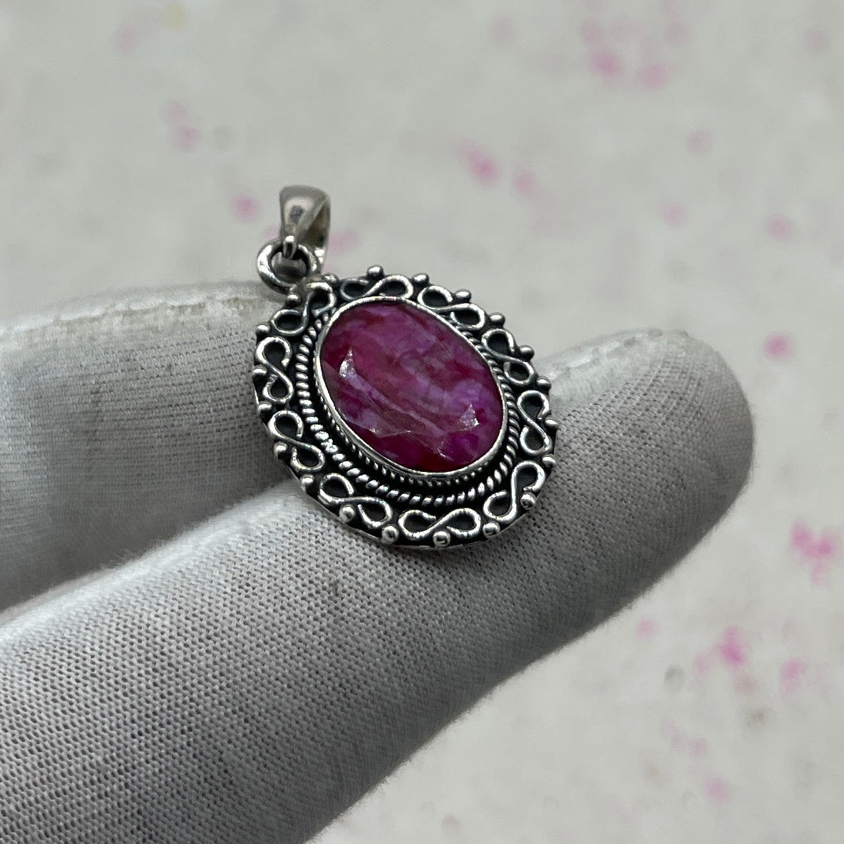 Dyed Ruby 925 Sterling Silver Pendant – Handmade Designer Jewelry