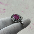 Dyed Ruby 925 Sterling Silver Pendant – Handmade Designer Jewelry