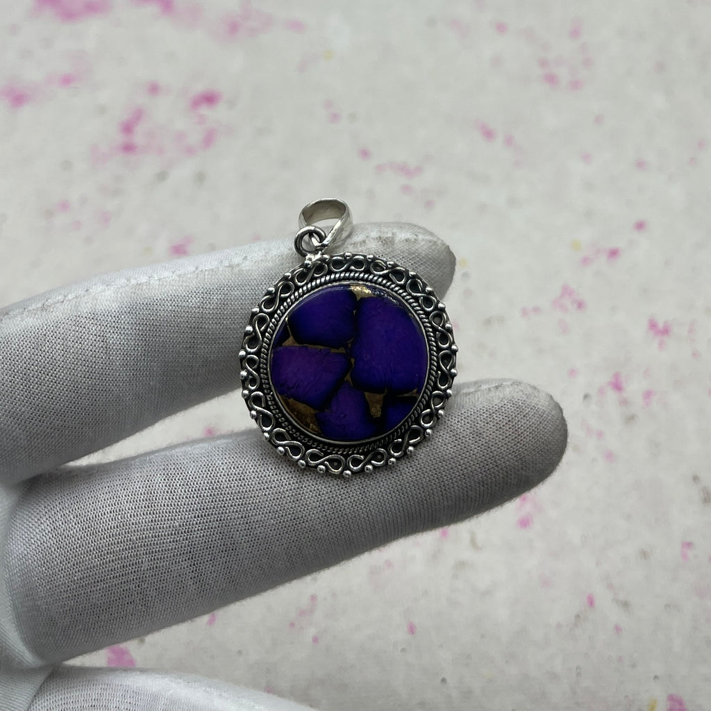 Purple Mohave Turquoise 925 Sterling Silver Pendant – Artisan Designer Pendant