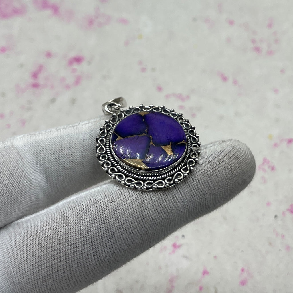 Purple Mohave Turquoise 925 Sterling Silver Pendant – Artisan Designer Pendant