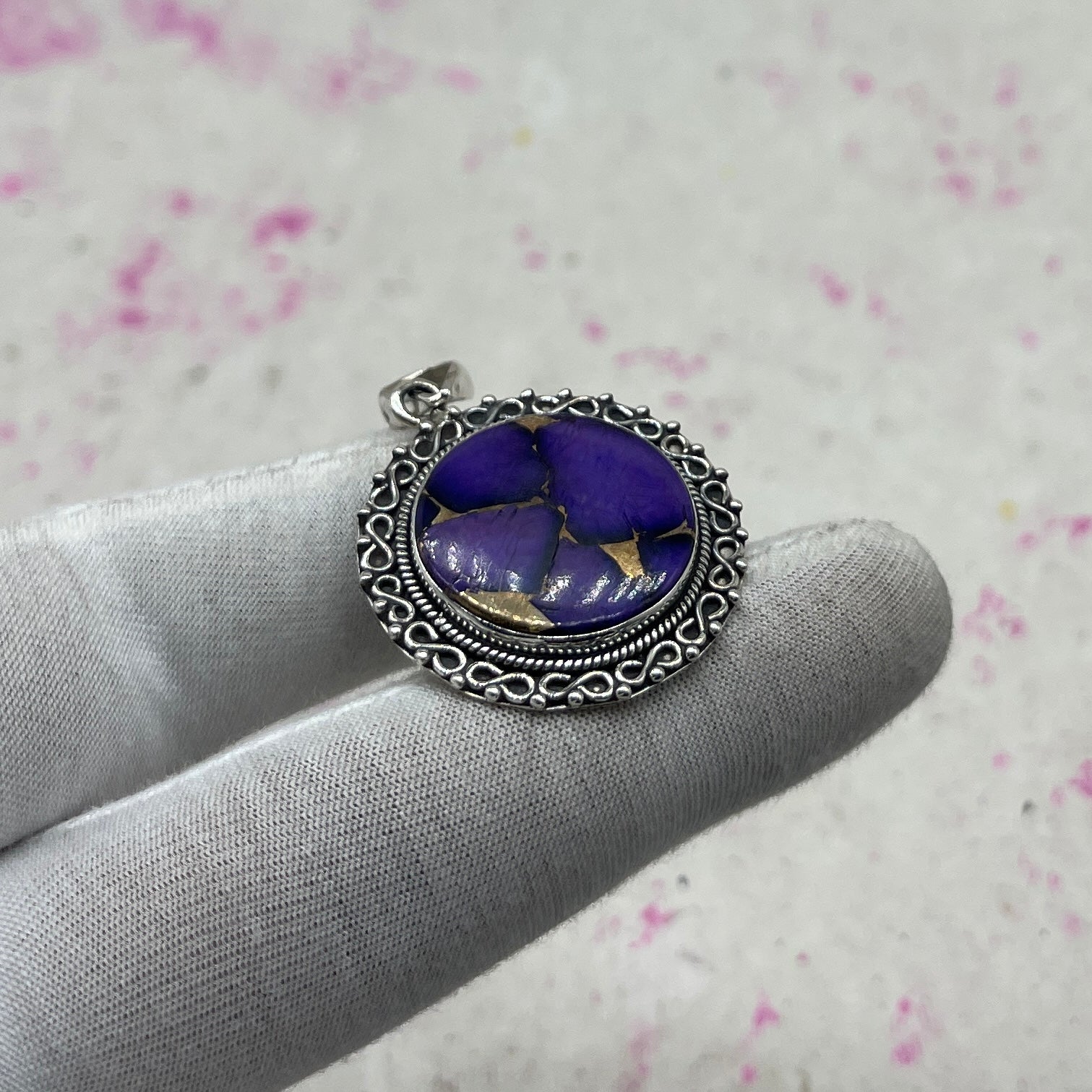 Purple Mohave Turquoise 925 Sterling Silver Pendant – Artisan Designer Pendant