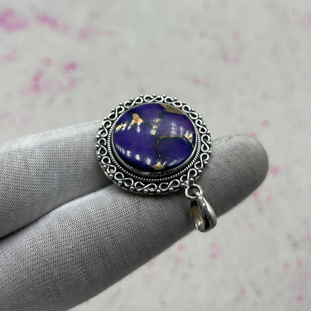 Purple Mohave Turquoise 925 Sterling Silver Pendant – Artisan Designer Pendant
