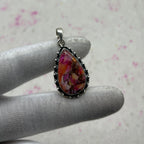 Pink Dahlia 925 Sterling Silver Pendant – Handmade Boho Jewelry