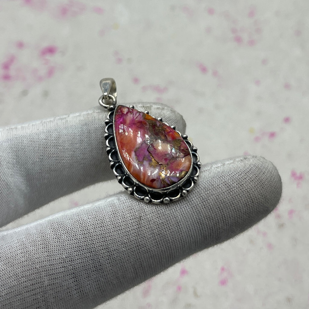 Pink Dahlia 925 Sterling Silver Pendant – Handmade Boho Jewelry
