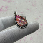 Pink Dahlia 925 Sterling Silver Pendant – Handmade Boho Jewelry