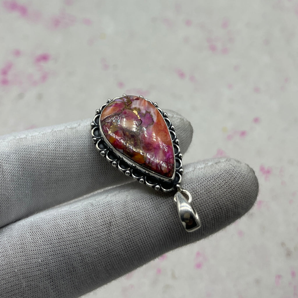 Pink Dahlia 925 Sterling Silver Pendant – Handmade Boho Jewelry