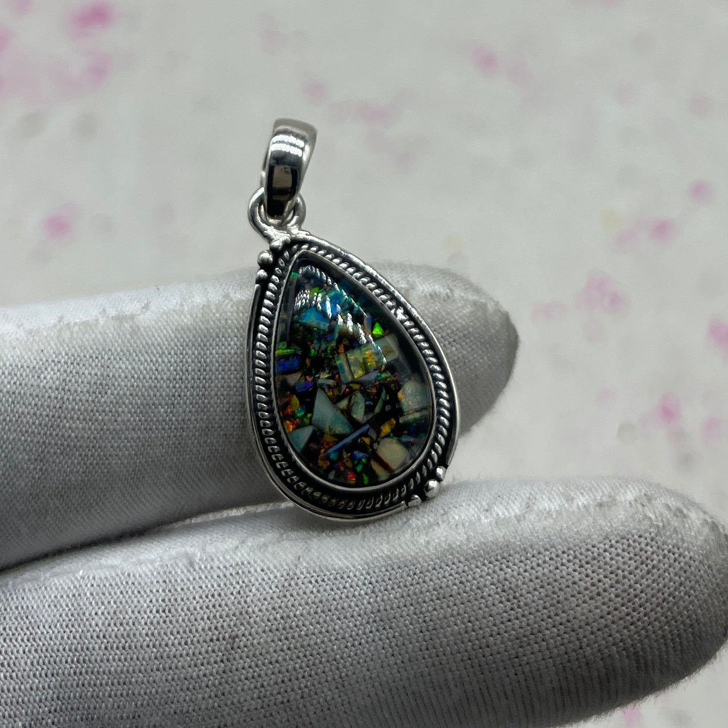 Resin Glass 925 Sterling Silver Pendant – Contemporary Bohemian Jewelry