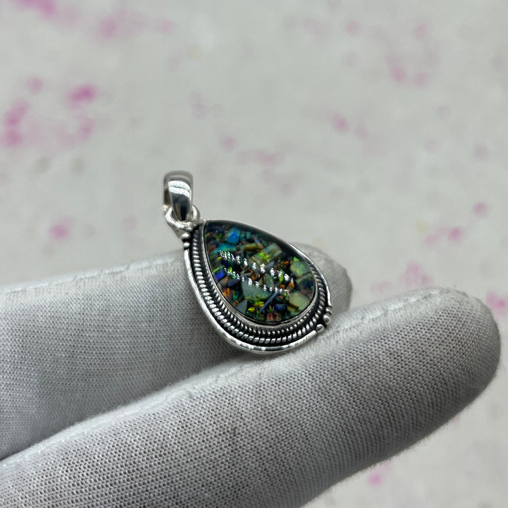 Resin Glass 925 Sterling Silver Pendant – Contemporary Bohemian Jewelry