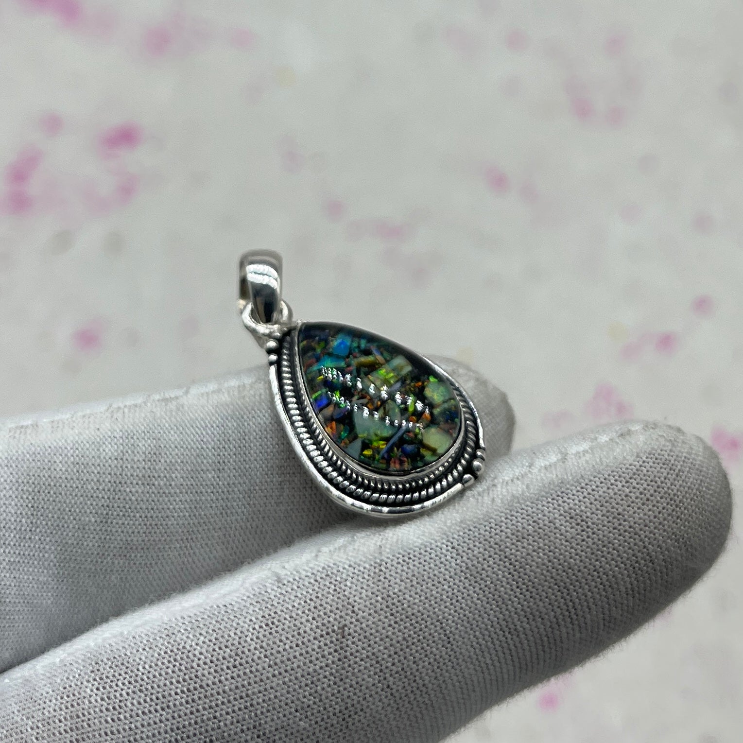 Resin Glass 925 Sterling Silver Pendant – Contemporary Bohemian Jewelry