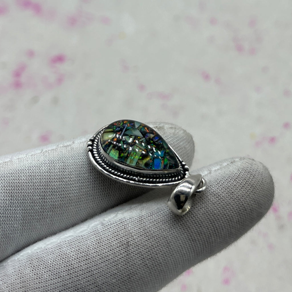 Resin Glass 925 Sterling Silver Pendant – Contemporary Bohemian Jewelry