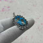 Blue Mohave Turquoise 925 Sterling Silver Pendant – Handmade Festival Jewelry