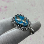 Blue Mohave Turquoise 925 Sterling Silver Pendant – Handmade Festival Jewelry