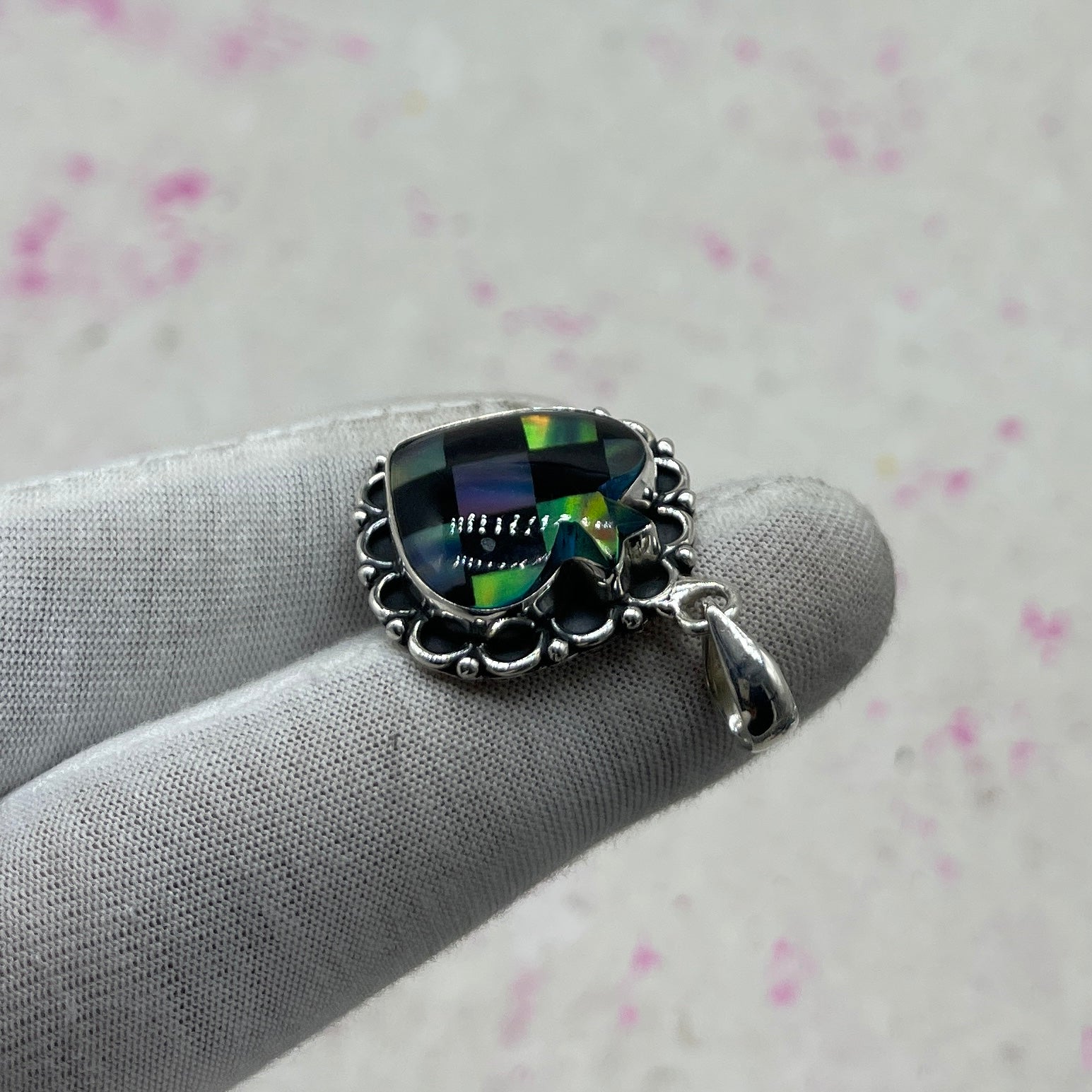 Resin Glass 925 Sterling Silver Pendant – Modern Designer Jewelry