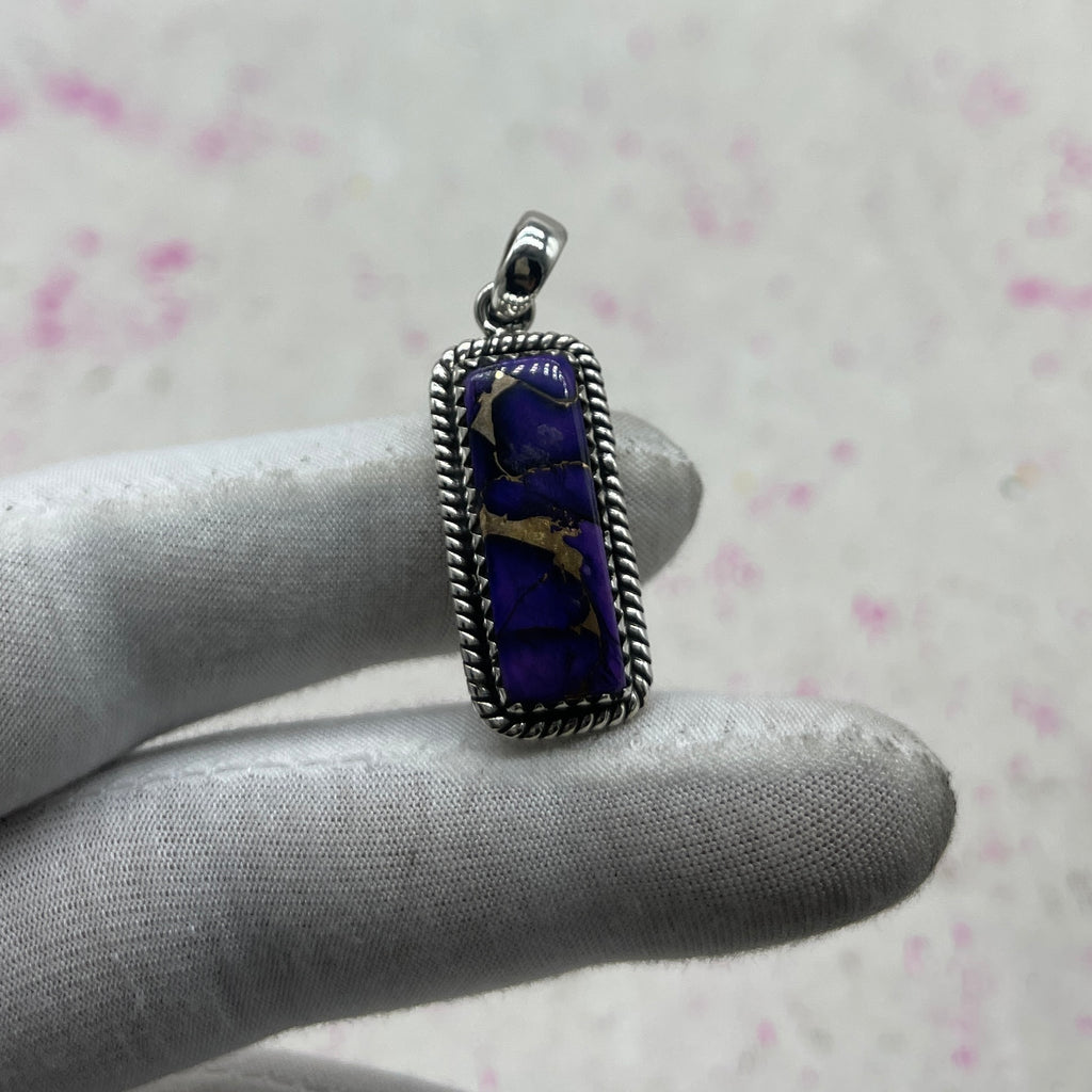 Purple Mohave Turquoise 925 Sterling Silver Pendant – Bohemian Designer Pendant