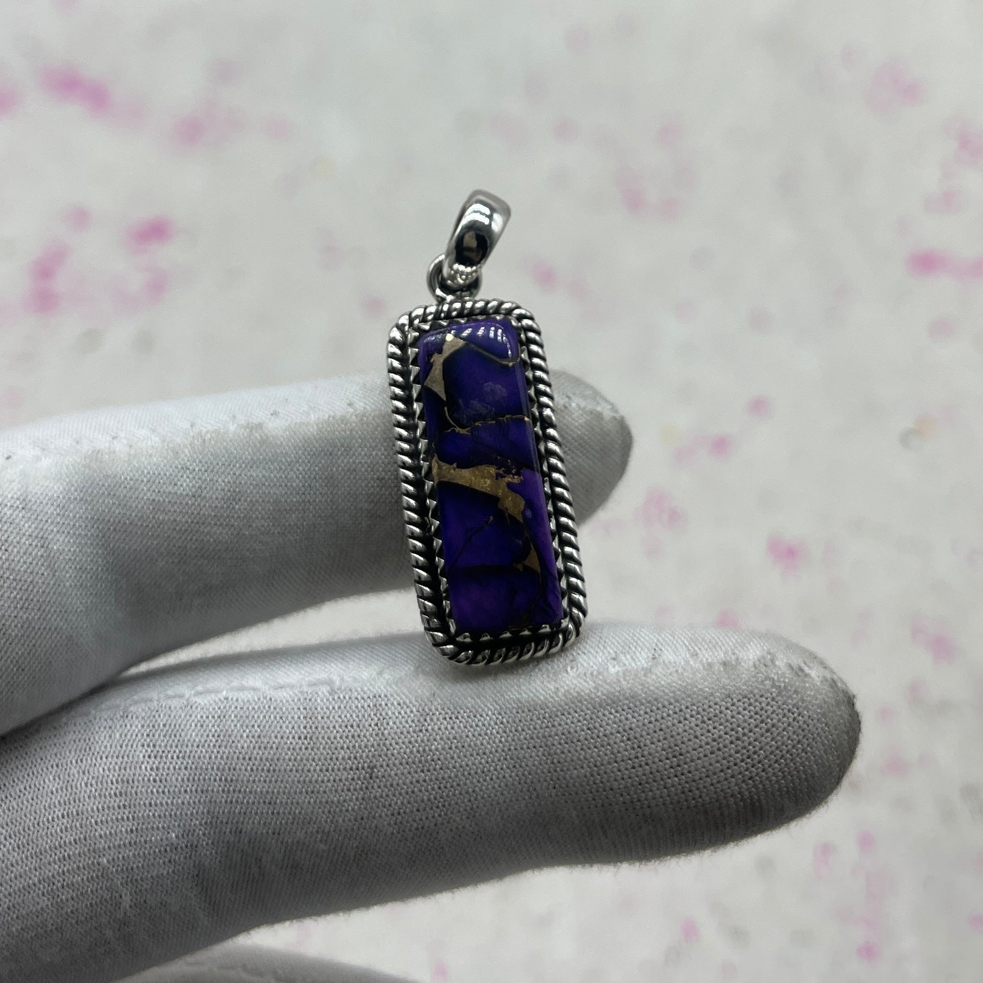 Purple Mohave Turquoise 925 Sterling Silver Pendant – Bohemian Designer Pendant