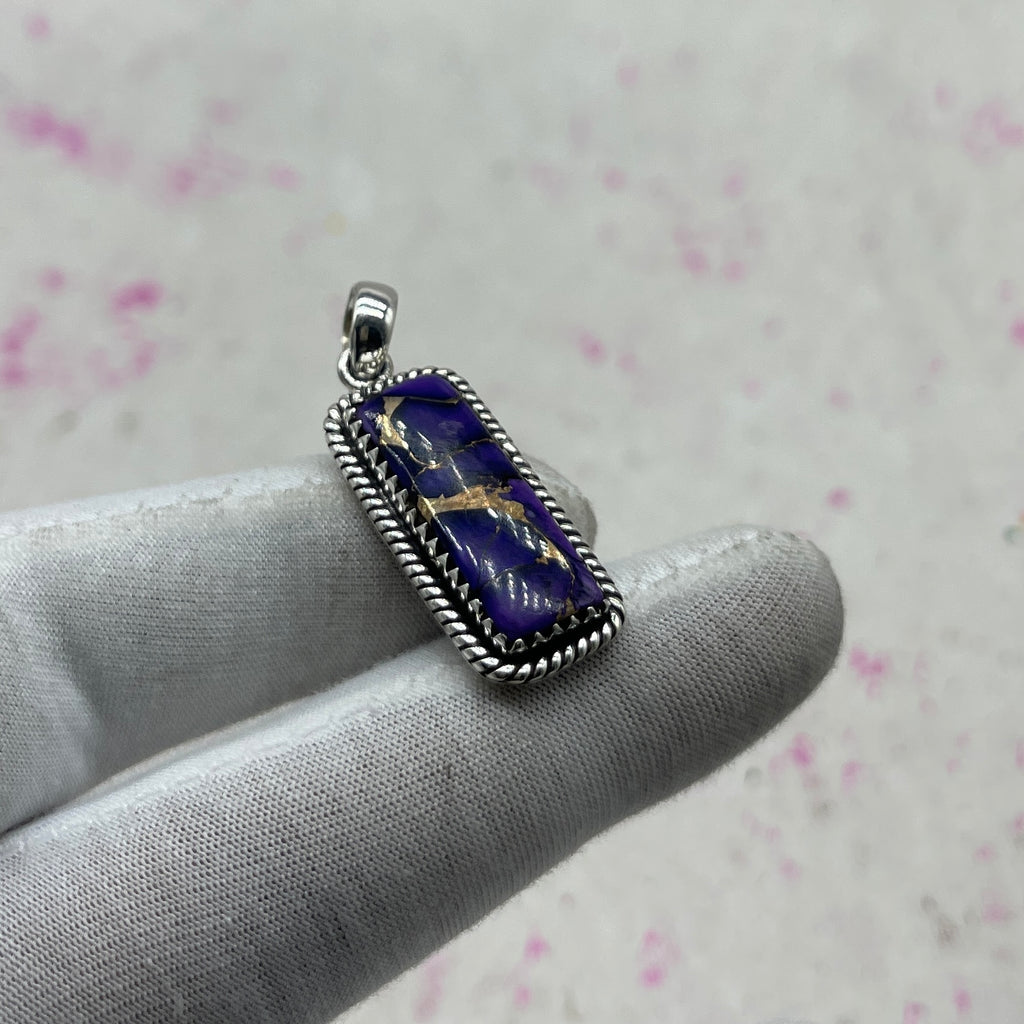 Purple Mohave Turquoise 925 Sterling Silver Pendant – Bohemian Designer Pendant