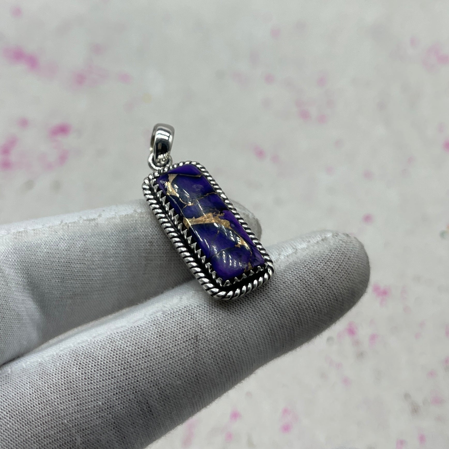 Purple Mohave Turquoise 925 Sterling Silver Pendant – Bohemian Designer Pendant