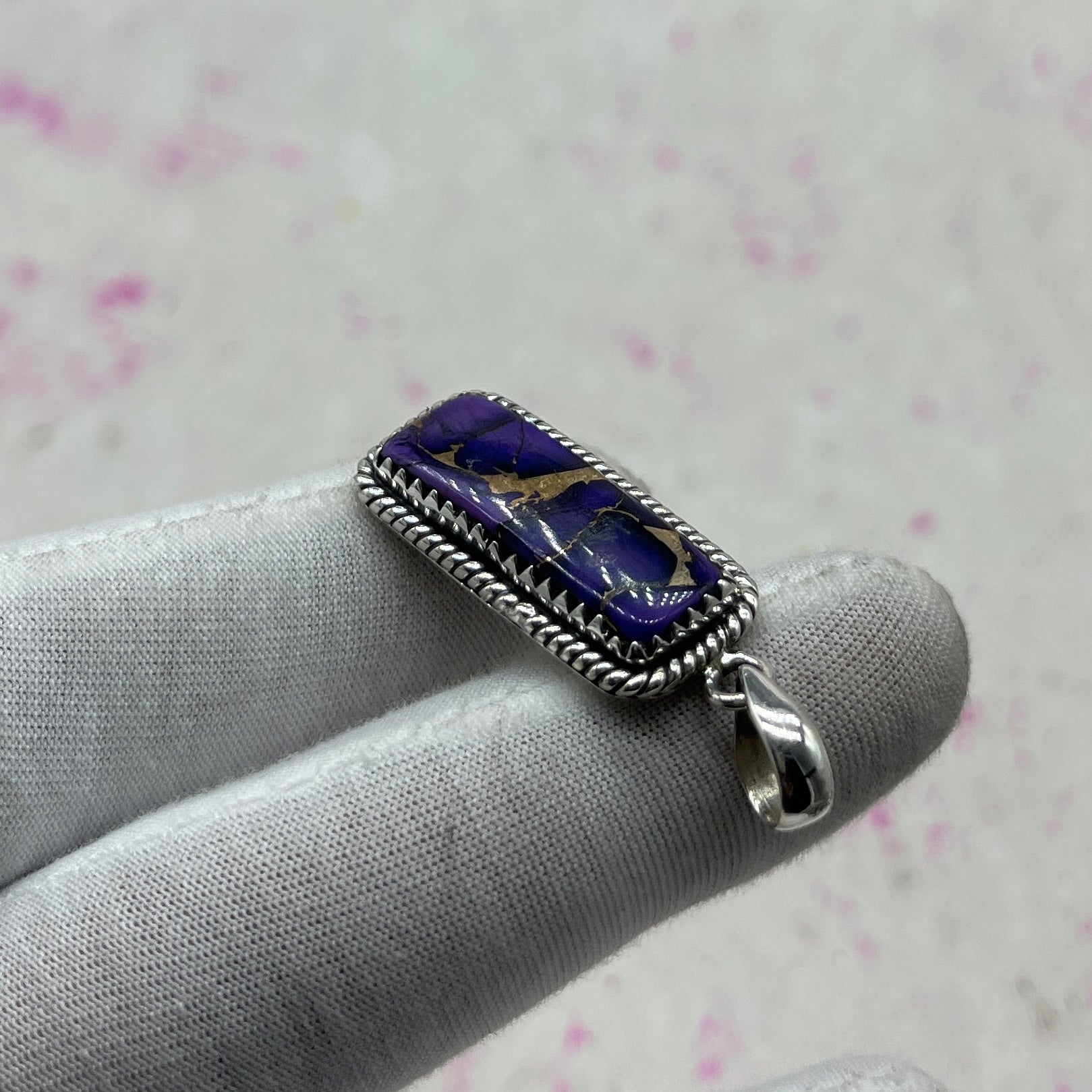 Purple Mohave Turquoise 925 Sterling Silver Pendant – Bohemian Designer Pendant