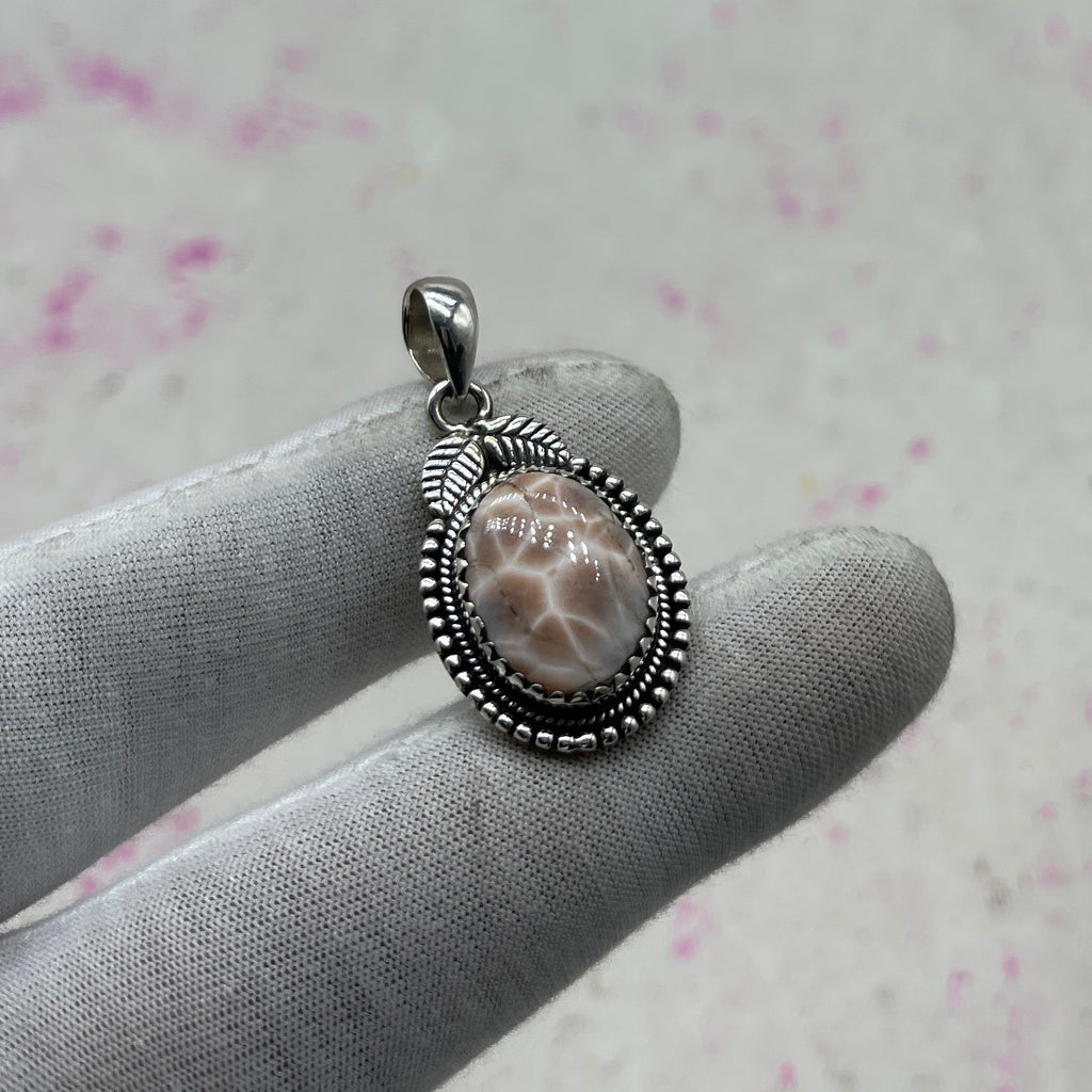 Pink Larimar 925 Sterling Silver Pendant – Boho Designer Jewelry