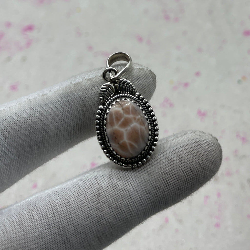Pink Larimar 925 Sterling Silver Pendant – Boho Designer Jewelry